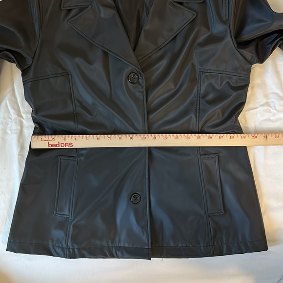 CS Signature Polyvinyl Polyester Rain Jacket Coat Blazer Womens Black Large NWOT - Picture 4 of 12